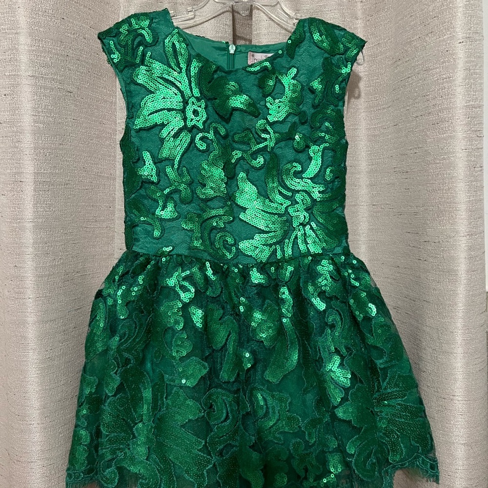 Halabaloo Girl’s Green Sequined Dress Size 4 Yrs.